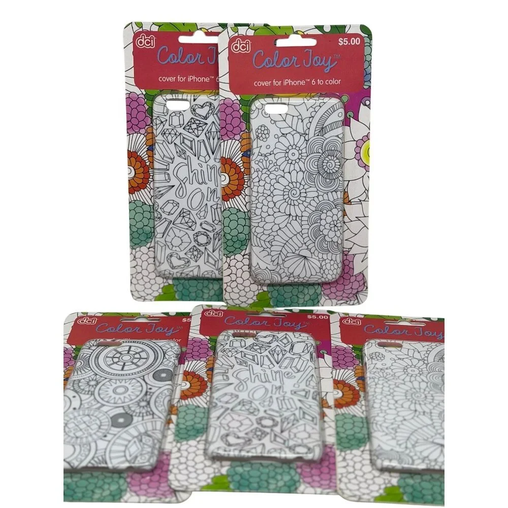 NEW DCI Color Joy iPhone 6 Case Set 5 Assorted Designs DIY Art Coloring Covers